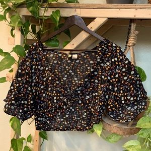 Black and floral crop top
